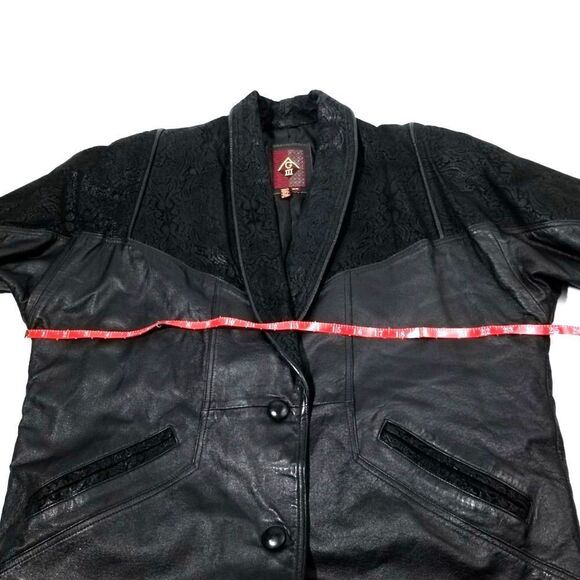 VINTAGE 100% Leather Jacket Paisley Suede Western Cowboy Coat Jacket Mens Medium - Picture 3 of 8